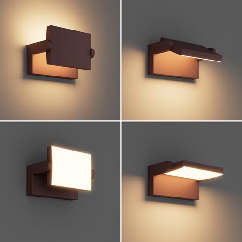 Klighten LED Wall Lamps Outdoor Indoor 24 W IP65, Adjustable Wall Lamp Modern Aluminium Wall Light for Entrance, Balcony, Gardens, Bronze, Warm White 2700K-3000K