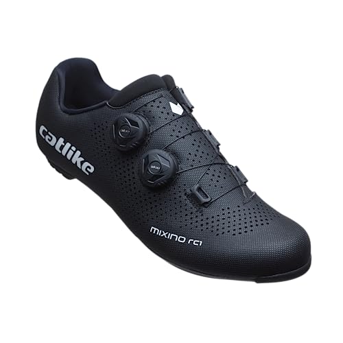Catlike 7200100003 - MIXINO RC1 Rennfahrradschuhe für Männer und Frauen Größe 40 mit Carbonsohle, sehr steif und leicht und doppeltem Zifferblattverschluss in Farbe Schwarz