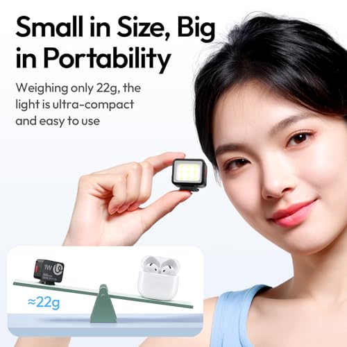 ULANZI DG01 Mini Cube Phone Light Portable LED Camera Light for DJI OSMO Pocket 4/3 Action Camera Sony zv-e 10 Canon r550,Support Magnetic Attraction & Type-C Charging for ULANZI JJ02 Tripod