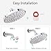 SkyGenius Rainfall Fixed Shower Head, Chrome-Finish Wall Mount High Pressure Shower Head 6 inches W/Removable Flow Restrictor