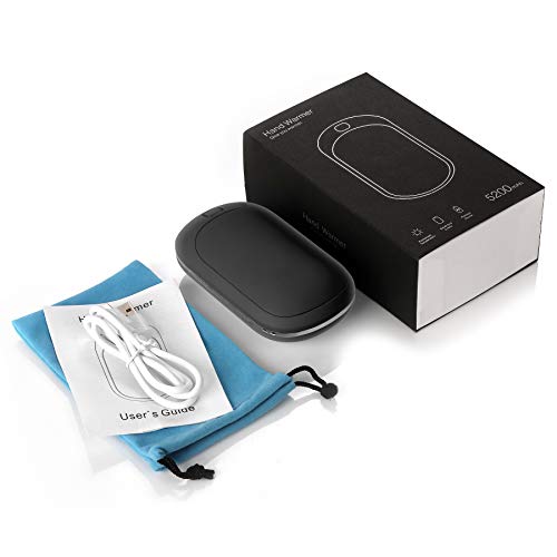 Portable Hand Warmer, 5200mAh Power Bank Rechargeable Type-C Hand Warmer Heater Pocket Electric Handwarmer,Double-Side Quick Heating＆4 Levels Adjustable,Perfect for Skiing Climbing Hiking Winter,Black - Thumbnail 6