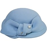 F FADVES Vintage Wool Felt Cloche Bucket Bowler Hat Women Church Wedding Fascinator Formal Dress Hat Winter Fedoras