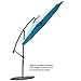 FLAME&SHADE 10 ft Cantilever Offset Outdoor Patio Umbrella with Cross Base Stand, Aqua Blue