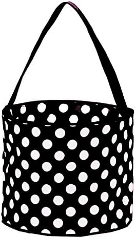 Childrens Fabric Bucket Tote Bag - Toys- Easter (Black Dot)