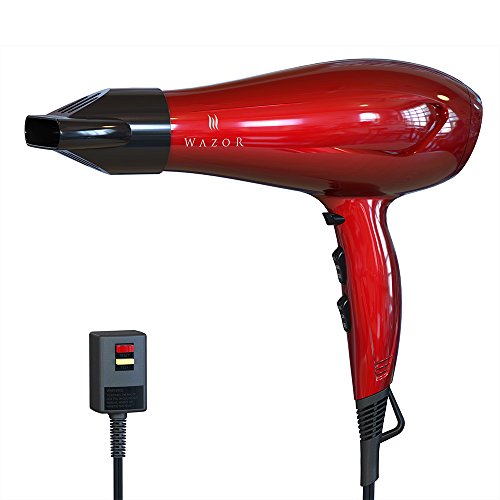 Wazor 1875W Hair Dryer Ceramic Negative Ionic Blow Dryer With 2 Speed and 3 Heat Settings Cool Shot Button Red