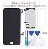 Glob-Tech iPhone 7 4.7 Inch Digitizer Full Assembly Replacement LCD Display Touch Screen Pre-assembled with Facing Proximity Sensor + Ear Speaker + Front Camera + Repair Tools+Screen Protector,Black