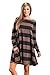 onlypuff Women's Casual Dress Striped Knee Length Flared Swing Cute With Pockets Irregular Hem
