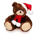 Plushland Adorable Soft and Hairy Santa Teddy Bear, Stuffed Animal Holiday Toys Christmas Accessories – A Perfect Toy Gift for Kids (6 Inches, Xmas Chocolate Bear)