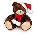 Plushland Adorable Soft and Hairy Santa Teddy Bear, Stuffed Animal Holiday Toys Christmas Accessories - A Perfect Toy Gift for Kids (6 Inches, Xmas Chocolate Bear)