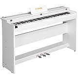 LAGRIMA Digital Piano, 88 Key Electric Keyboard Piano for Beginner W/Music Stand+Power Adapter+3-Pedal Board+Instruction Book+Headphone Jack(White Only Piano)