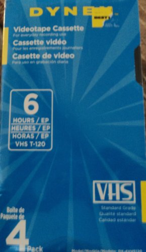 Dynex VHS Videotape Cassette 4 Pack 6 hours T-120