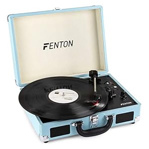 Fenton RP115 Retro Platenspeler in Koffer met Ingebouwde Speakers, Bluetooth en USB – Blauw