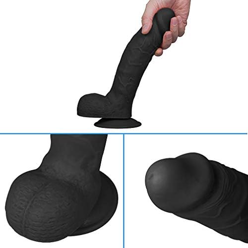 9 Inch Ladies Comfortable Massage Experience with Suction Cups and Waterproof (Color : Black)
