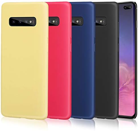 Pofesun Silicone Galaxy S10+ Plus Case 6.4 inch, 4 Pack Ultra Thin Slim Fit Case Soft TPU Protective Cover Compatible for Samsung Galaxy S10 Plus -Black,Blue,Yellow,Red