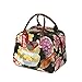 Tigeo Lunch Bags for Women, Lunch Tote Bag Lunch Box Water-resistant Thermal Lunch Bag Cooler Bag Lunch Organizer for Working Picnic Beach Sporting (Black-Flower)