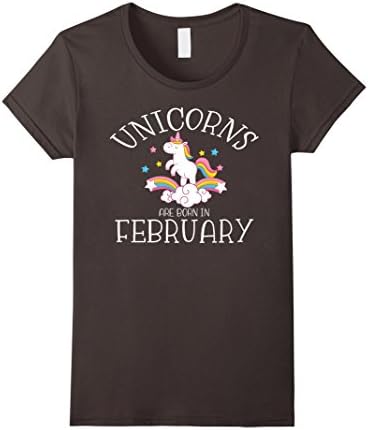 Womens Unicorns Are Born In February T-Shirt Men Women And Kids Large Asphalt