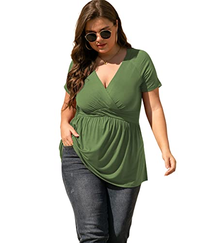TIANZHU Women'S Plus Size Dressy Black Tops Wrap
