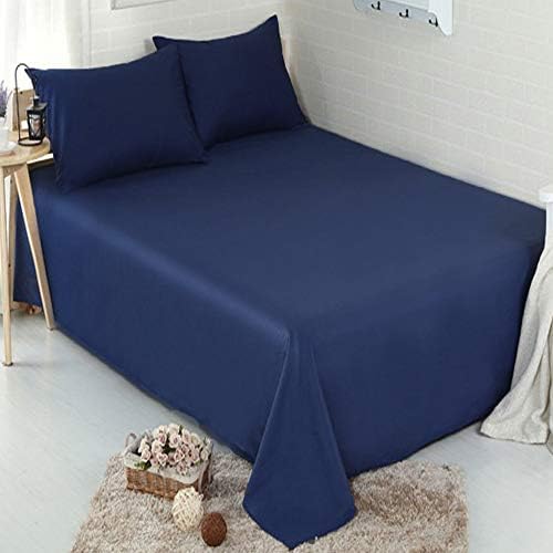 EMPORIUM HOMES Percale Easy Care Flat Sheets Top Bed Sheet Brushed Polycotton Wrinkle Resistant Single - Double - King Size(Double,Navy Blue)