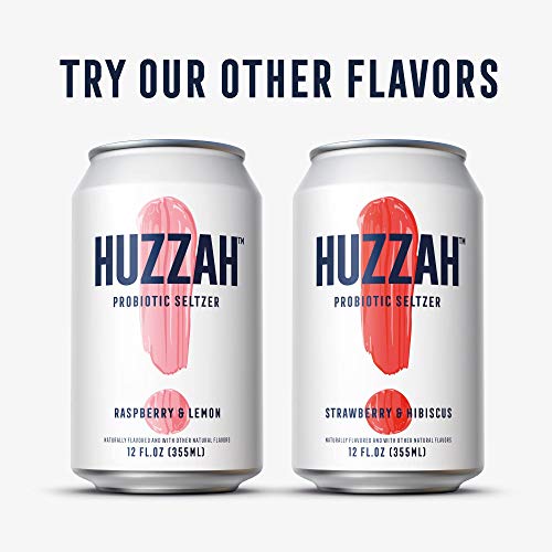 HUZZAH Seltzer Sparkling Water Bubbles with Benefits Low Calorie & Low Sugar Delicious Bubbly