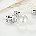 VANKER Women 925 Sterling Silver Round Stud White Shell Pearl Earrings