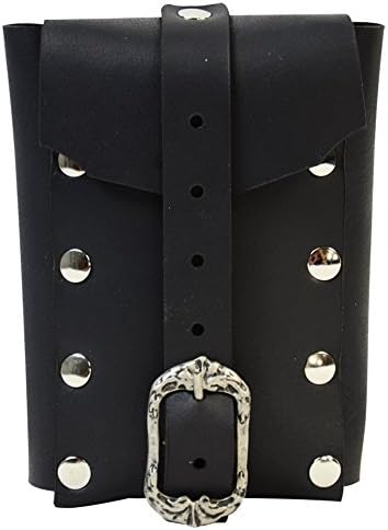 Gothic Leather Belt Pouch, black, large