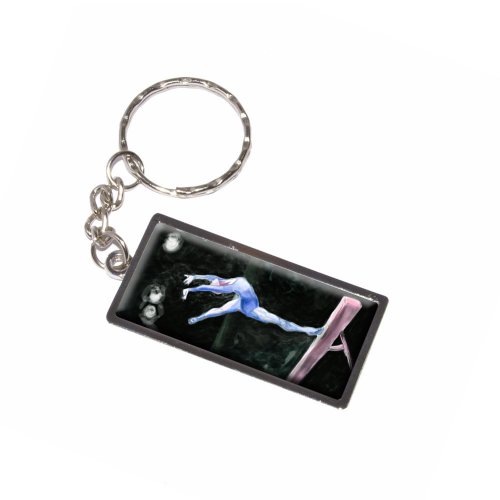 Graphics and More Gymnast Blue Gymnastics Vault Pommel Horse Keychain Ring (K6233)