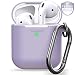 PodSkinz AirPod Case with Keychain Protective Silicone Cover Compatible with AirPods Case 1 & 2 (with Carabiner, Lavender)