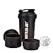 BOTTLED JOY Protein Shaker Bottle 20 oz BPA Free Sports Water Bottle 600ml Gym Water Bottle with Storage for Quick Easy Nutrition Supplement (Black, 600ml)