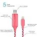 iPhone Lightning Charger Cable 3ft, EL-AURORA Visible LED Flowing Neon Light Charging Cable Cord for iPhone X / 8 / 8 Plus / 7 / 7 Plus / 6 / 6 Plus / 5S (Pink)