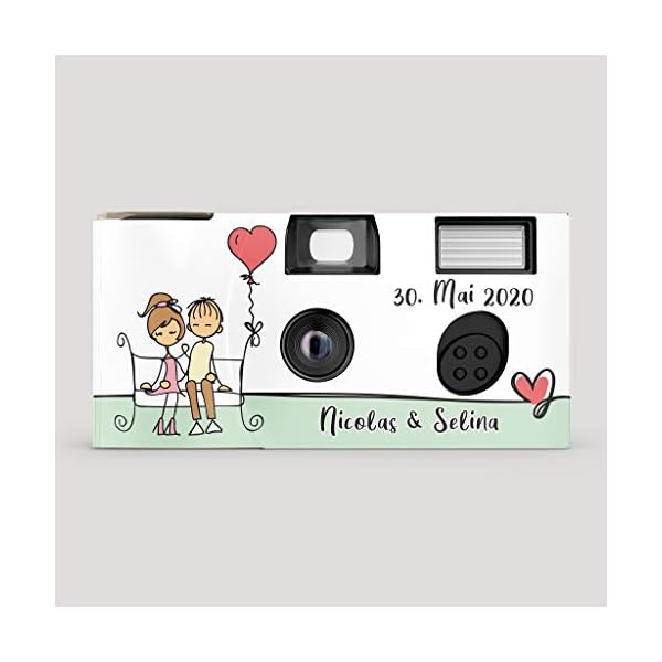 Hochzeitskamera Einwegkamera Young Couple - Bench mit Personalisierung, ISO 400, 27 Aufnahmen, Blitz – Bild 3