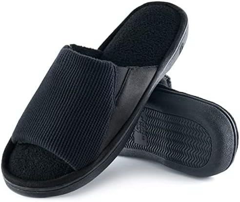 Honalika Cozy Men's Open Toe House Slippers Memory Foam,Comfy Slip