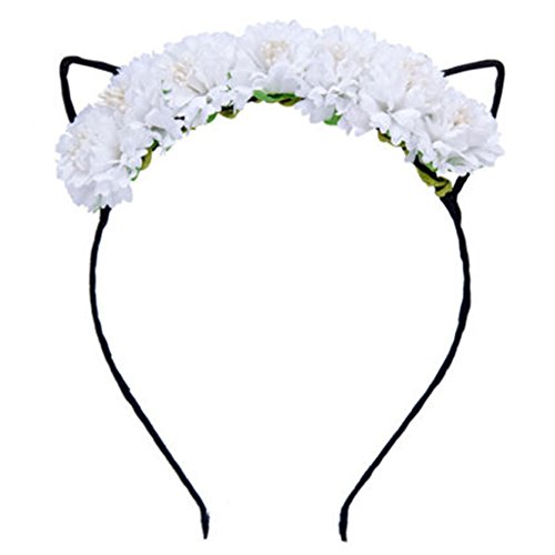 Ztl Floral Cat Ears Headband Women Girls Costume Party Hair Hoop Headwear