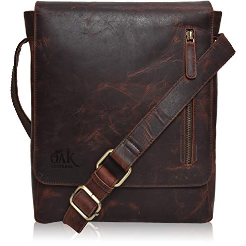 Leather Messenger Bag for Men Women - Messenger bag for Ipad Vintage Leather Crossbody Over the Shoulder Satchel