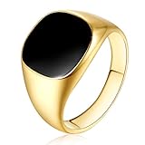 DDLBiz Men Classic Solid Polished Stainless Steel Signet Ring Gold/ Silver ，Size: 7,8,9,10,11,12 (7, Gold)