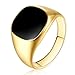 DDLBiz Men Classic Solid Polished Stainless Steel Signet Ring Gold/ Silver ，Size: 7,8,9,10,11,12 (10, Gold)