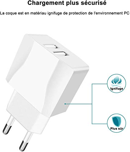 IceFrog Cargador Movil con Cable USB Tipo c [2Pack 2M], Cargador de Movil con 2 Puertos para Samsung S10/S9/S9 Plus/S8+/S8,Note 9/8,Huawei P30/P20/P10/P9/P9+,Xiaomi Mi A2/A1/8/9,Note 7/8/9/10 y más