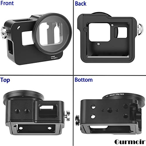 Gurmoir Protective Aluminum Alloy Skeleton Housing Case for Gopro Hero 5/Gopro Hero (2018) Action Camera, Metal Frame Protective Cage with Rear Door and 52mm UV Filter - Thumbnail 5