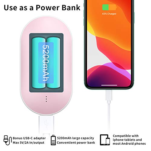 Delux Electronic Hand Warmers Rechargeable,5200mAh PowerBank USB Pocket Hand Warmer Portable Hand Heater, Great Solution for Raynaud Syndrome and Arthritis Sufferers, Best Gift in Cold Winter - Thumbnail 2