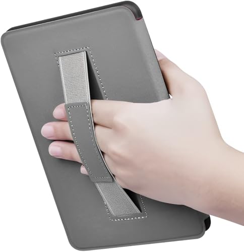 Capa de Tecido Para Kindle 11ª Geração 6” (Modelos 2022 e 2024 – C2V2L3 e RS23CV) – Proteção Leve e Rígida – Auto Hibernação – Fechamento Magnético – Traseira Transparente e Alça de Suporte (Preto)