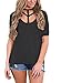 Annflat Women's Choker V Neck Short Sleeve Cut Out T Shirt Side Slit Casual Blouse Tops Large Black
