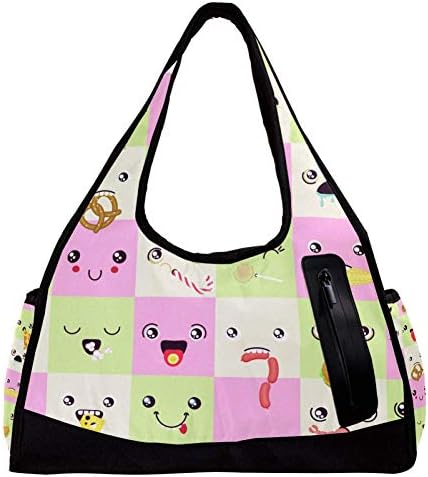 ボストンバッグ Mystage スナック かわいい カラフル 顔 ダッフルバッグ メンズ レディース ジムバッグ 肩掛け 手提げ スポーツ