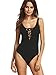 Verdusa Women's Lace Up Bandage Tight Sleelveless Tank Bodysuit Jumpsuit Leotard Black M