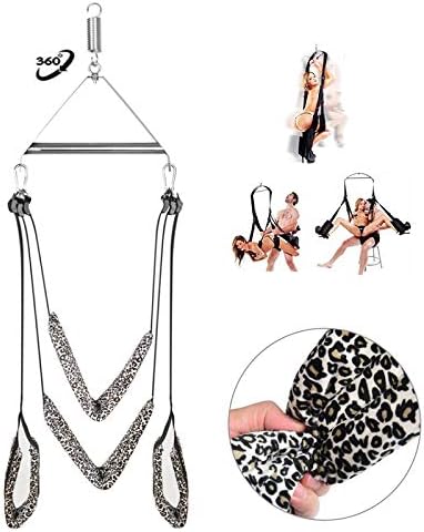 Xmoper-Sē&x Swing Set 360 Degree Spinning Swivel Swing for Adult Pleasure - Ceiling Holds Up to 600 lb Indoor Sling Toys for Couple Play - All Accessories Included (Leopard)