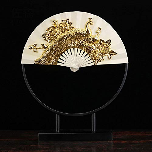 MQW Fan Peacocks and Flowers Model Room Decoration Hotel Club Porch Decoration Living Room Crafts Dining Room Art 5647CM Delicate and Beautiful (Color : A) - Thumbnail 4