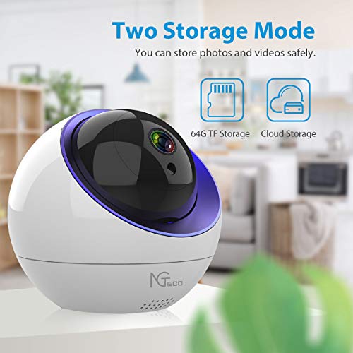 Indoor Security Camera, NGTeco Wireless Cameras for Home Security - 1080P WiFi Space Ball Cam IP Monitor for Baby/Pet/Nanny with Motion Detection, 2-Way Audio, Night Vision, Cloud /SD Storage