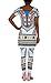 Inorin Women African 2 Pieces Set Geometric Printed Outfit Dashiki dress and Long pants, White, XX-Large