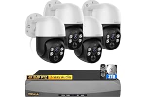 OOSSXX (4K/8.0 Megapixel & PTZ Digital Zoom) 2-Way Audio PoE Outdoor Home Security Camera System Wired Outdoor Video Surveillance IP Cameras System