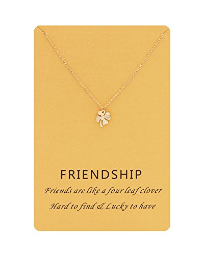 Zealmer Four Leaf Clover Necklace Lucky Charm Necklace Best Friends Gift for Women with Card - Thumbnail 6