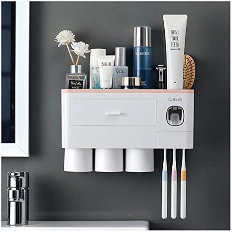 Amazon 歯ブラシスタンド 歯磨きコップ ホルダー 歯ブラシ 収納ラック マグネット掛け式 自動歯磨き粉ディスペンサー 歯磨きコップホルダー コップスタンド 歯ブラシ立て 壁掛け 置き型 バスルーム 洗面台 多機能収納ケース 家族用 Color Pink Size 3 Cups Amazon 歯ブラシスタンド 歯磨きコップ ホルダー 歯ブラシ 収納ラック マグネット掛け式 自動歯磨き粉ディスペンサー 歯磨きコップホルダー コップスタンド 歯ブラシ立て 壁掛け 置き型 バスルーム 洗面台 多機能収納ケース 家族用 Color Pink Size 3 Cups