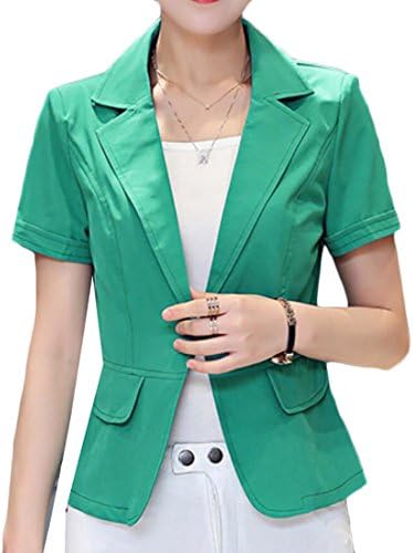 SELX Womens Business Office Short Sleeve Suit Blazer Jacket Green US L